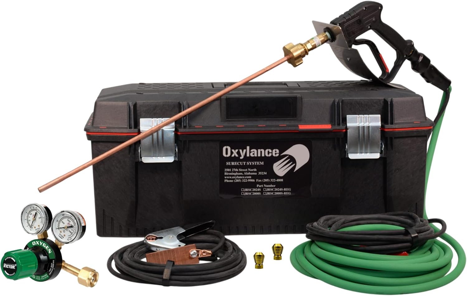 Oxylance Sure Cut Exothermic Cutting System Kit w/ G250-150-540 Oxygen Regulator, JRSC2024S, Heavy Equipment Pin Removal & Metal Cutting Lance System