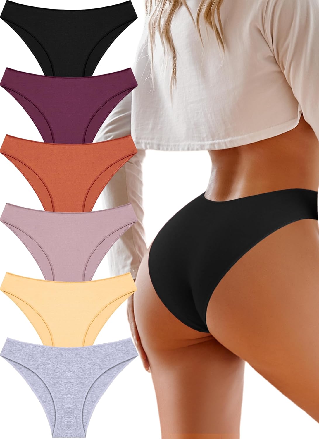 UNDER THE SEA Cotton Underwear for Women 6 Pack Sexy Bikini High Cut Breathbale Cheeky Panties Underwear Womens Lingerie