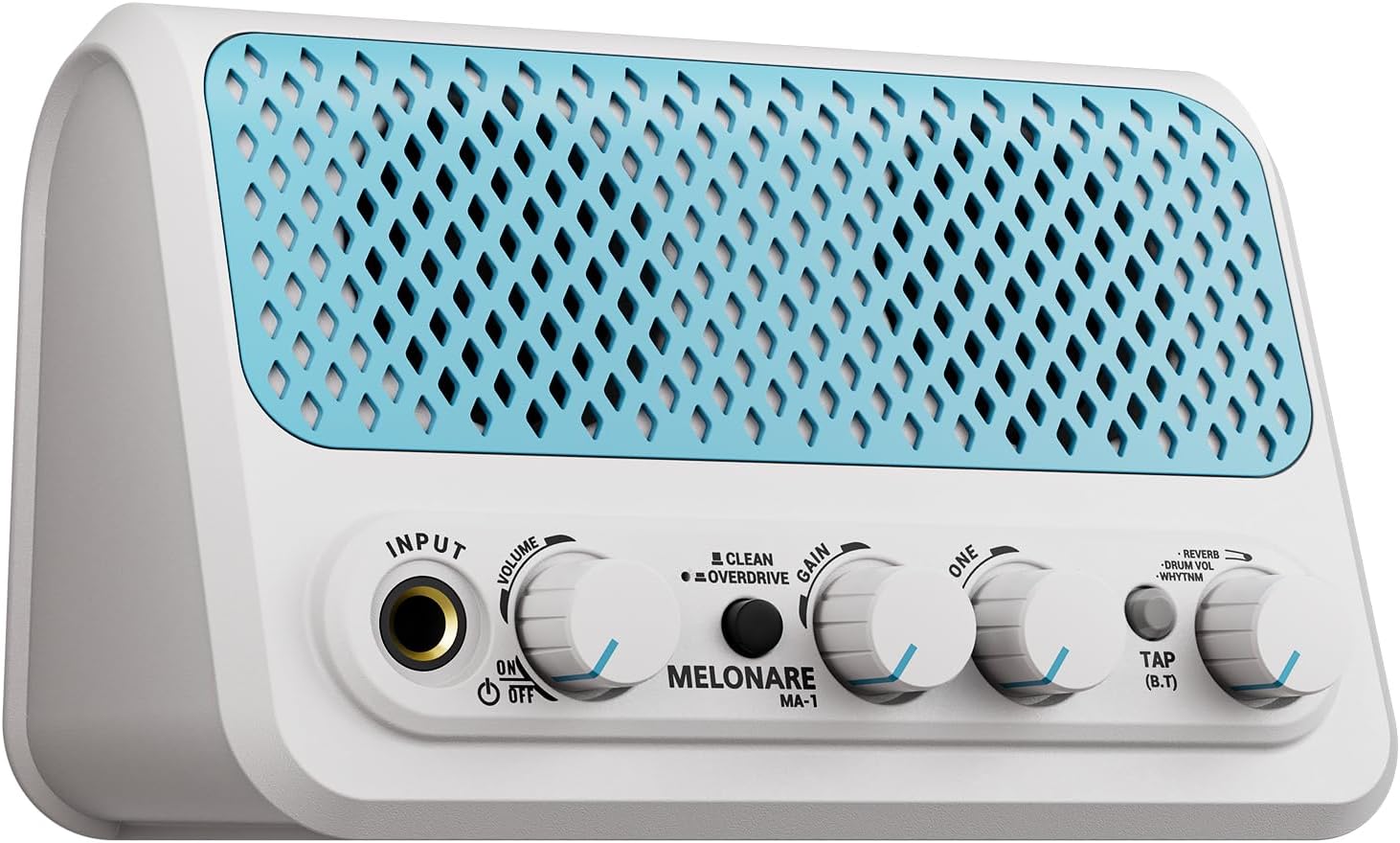 10W Rechargeable Mini Electric Guitar Amp w/ 30 Rhythms MELONARE MA-1 | Portable Beginner Practice Amp, Tap Tempo, Clean/Drive Tones, Reverb Control, BT 5.3, 6-7H Playtime, USB Charging, Home/Dorm