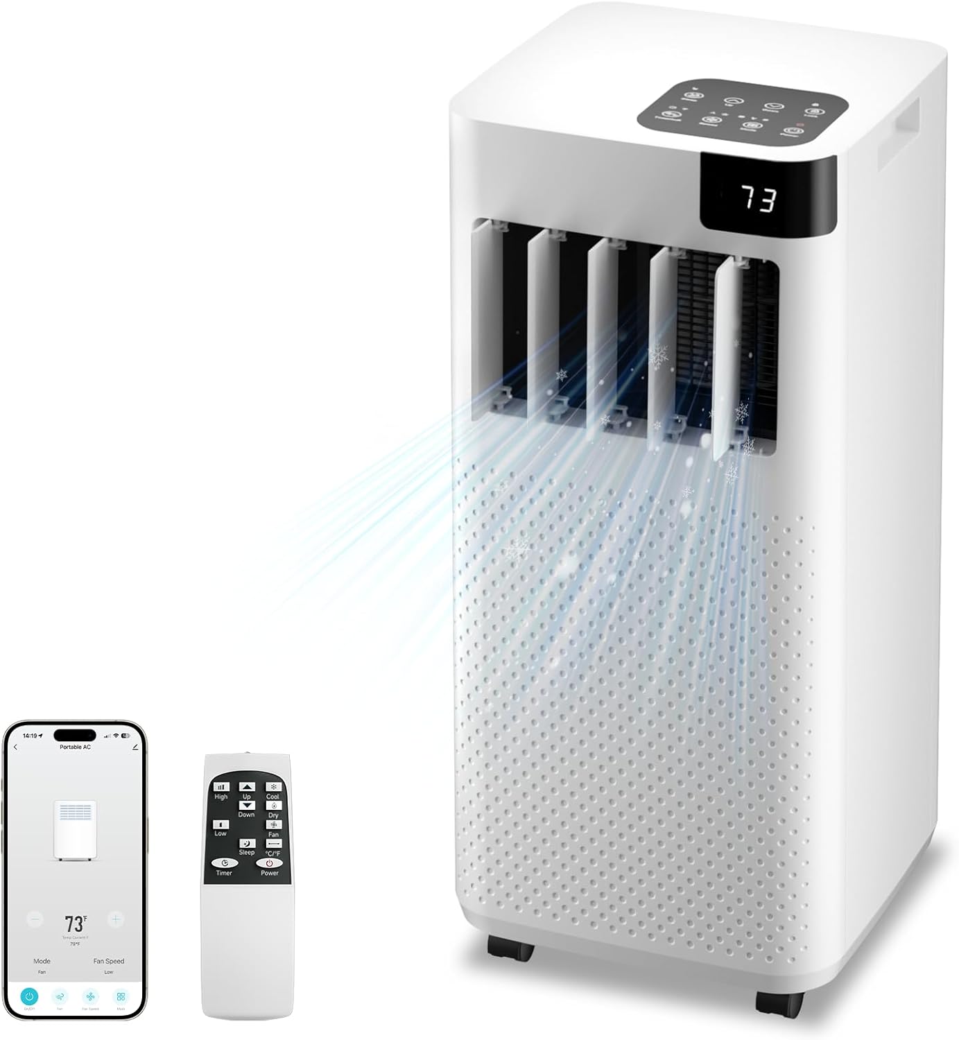 Portable Air Conditioner 16,000 BTU with WiFi App Control, 5-in-1 AC Unit (Cool, Fan, Dehumidifier, Sleep, Timer) for Rooms up to 850 sq ft, Leak-Proof Design, Window Kit