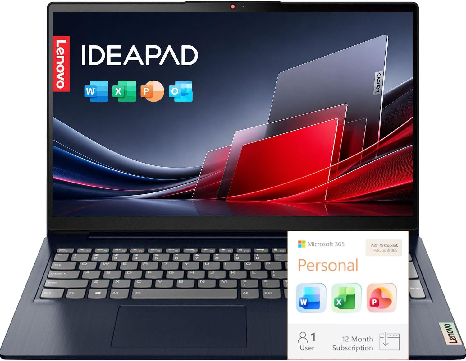 Lenovo 15.6" FHD (1920 x 1080) IdeaPad Business Laptop with Microsoft 365, 8GB DDR5 RAM, 128GB SSD, Intel N150 CPU, Copilot AI, Windows 11