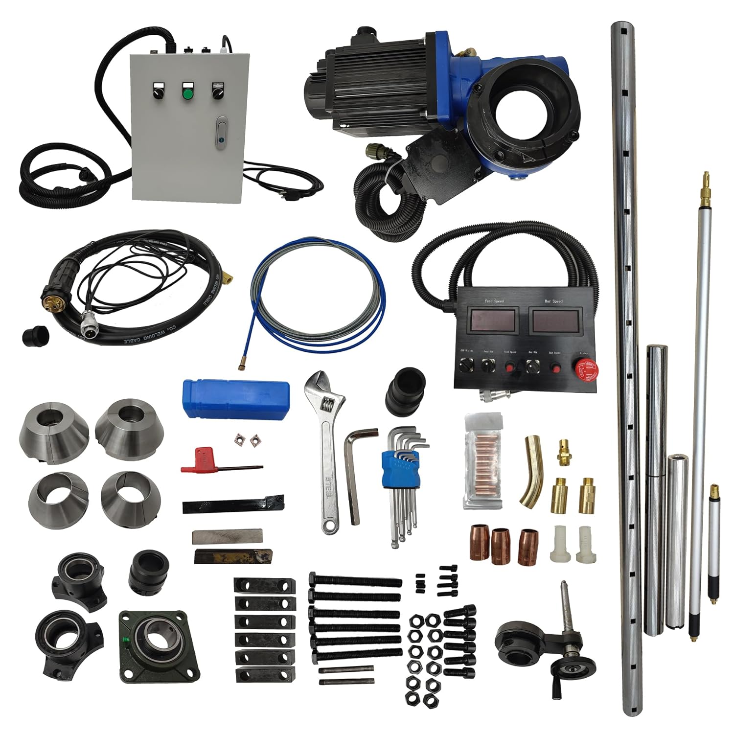 110V Portable Line Boring Welder Machine Servo Bore Welder Connecting Rod Hole Drilling Equipment Boring Dia. 55-300mm Welding Dia. 50-300mm for Engineering Machinery Repairing(Smart Type)