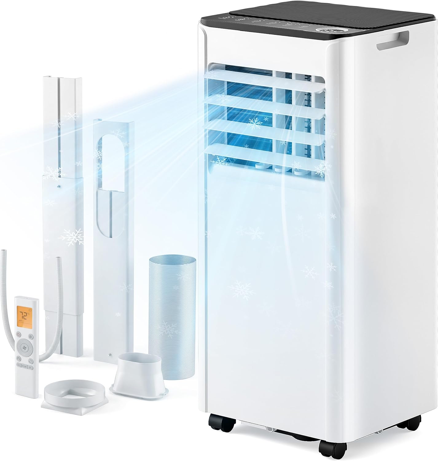 EUHOMY 8,000 BTU Portable Air Conditioners, 4-in-1 Portable AC Unit Cools Up to 350 Sq.Ft, with Cool, Fan, Dehumidifier, Sleep Modes, 50 dB, 24H Timer, Remote Control, Installation Kit for Bedroom