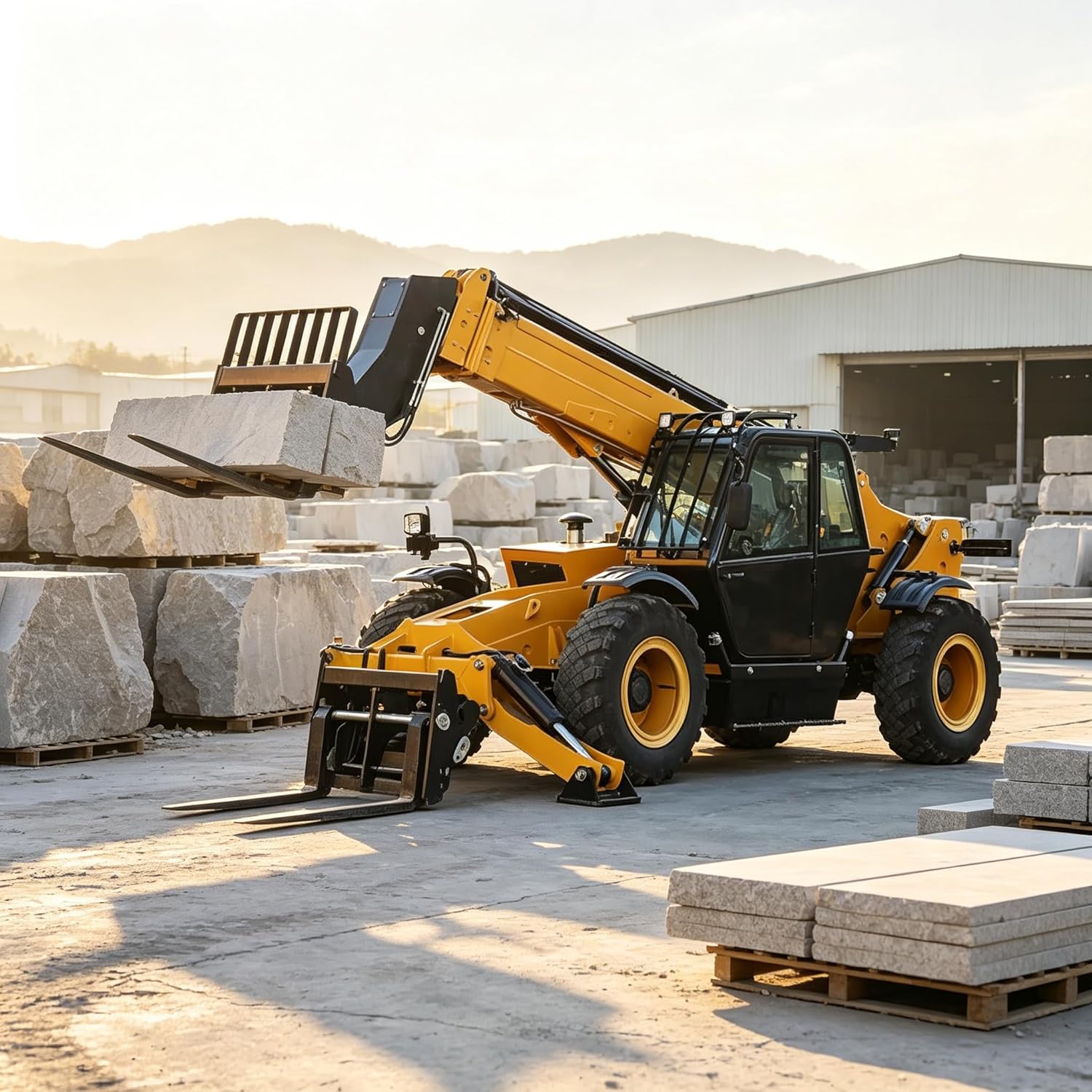 Telehandler, 4WD Heavy Duty Telescopic Forklift, Industrial Grade Off-Road Forklift, 3-Steering-Mode Telescopic Boom Forklift Construction Equipment for Construction Warehouse Farm Mining Landscaping