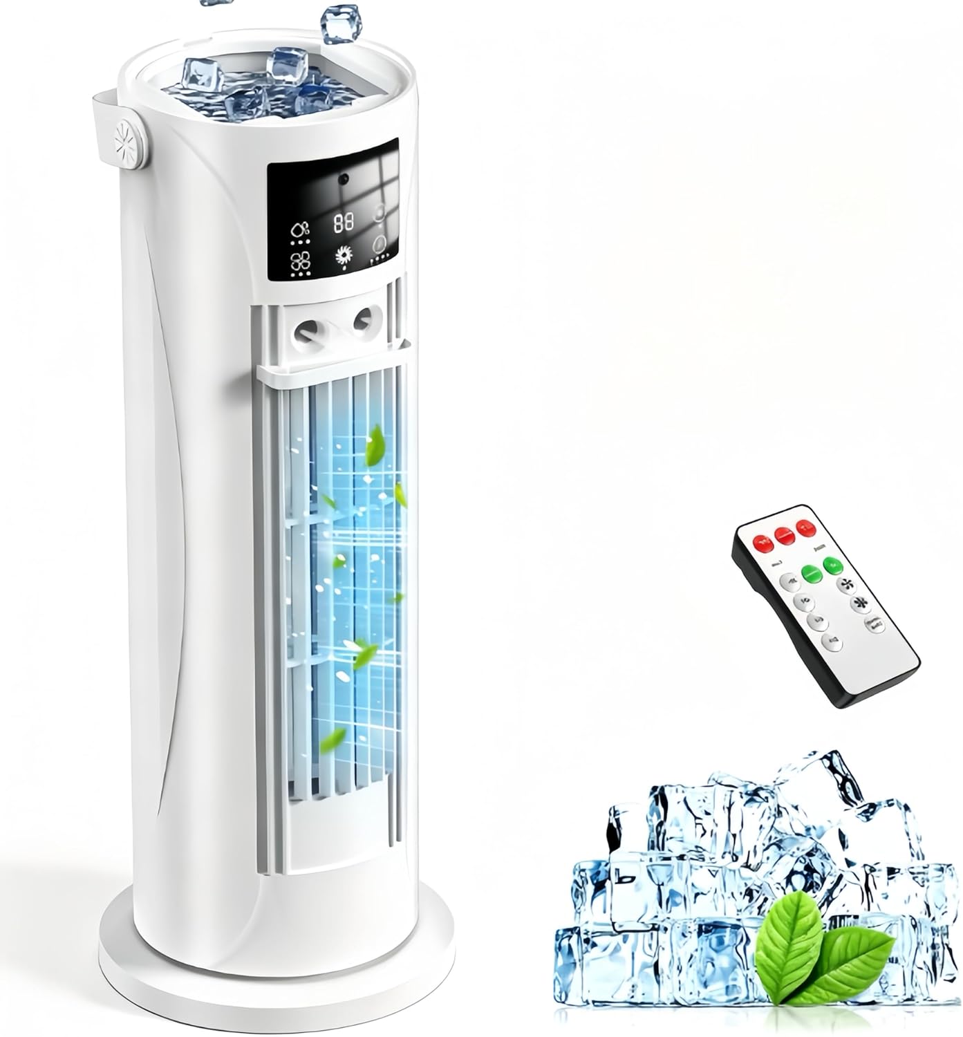 Portable Air Conditioners - 3 Speeds & Storm Mode & Mist Spray, Tower Cooling Fan with Timer, Evaporative Air Cooler 120° Oscillation for Home, Office, Bedroom - Portable AC Standing Fan (White)