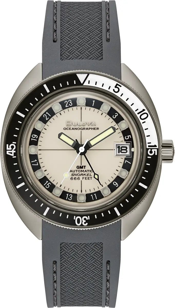Bulova Oceanographer Gmt Mens White Watch 98b407