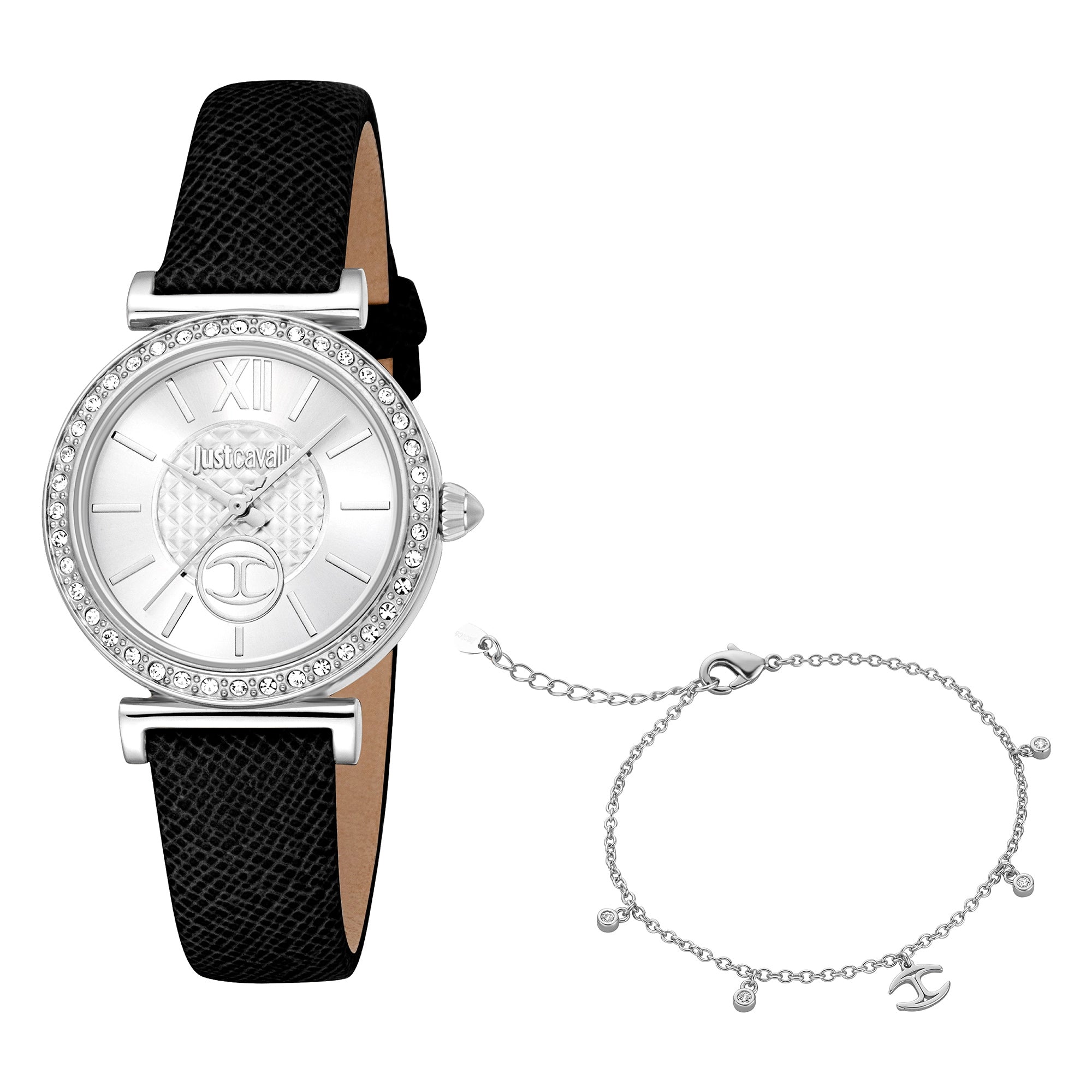Just Cavalli Varenna Leather Black Silver