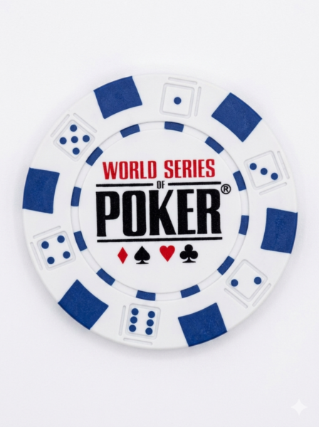 World Series of Poker White & Blue Poker Chip – Collectible Casino-Style Chip