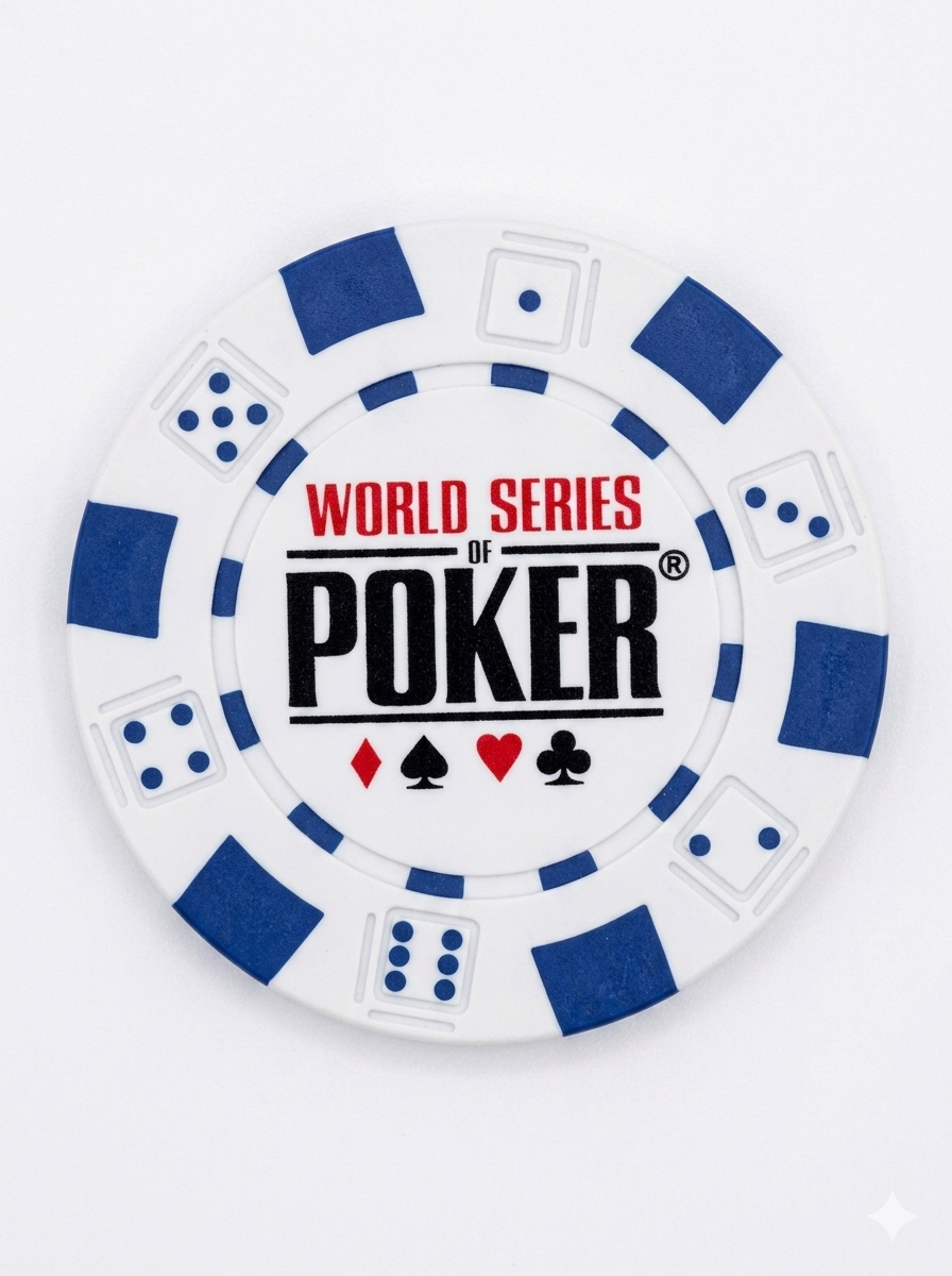 World Series of Poker White & Blue Poker Chip – Collectible Casino-Style Chip