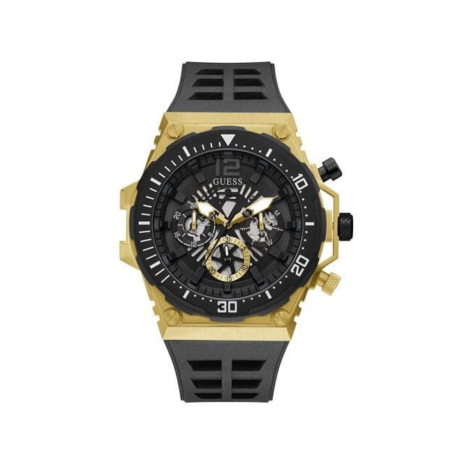 Guess Watches Exposure Mens Sport Gold Stainless Steel Watch Gw0325g1